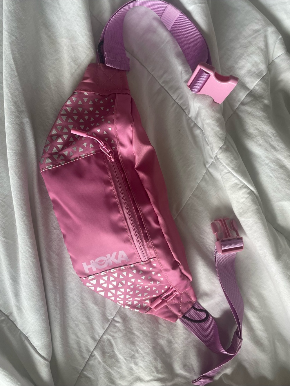 Hoka Pink Triangle-Accent Crossbody Waist Bag